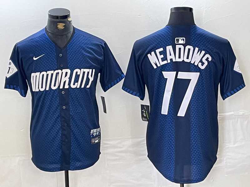 Men%27s Detroit Tigers #17 Parker Meadows Navy 2024 City Connect Cool Base Limited Stitched Jersey->detroit tigers->MLB Jersey